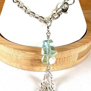 Aquamarine and Sterling Silver Tassel Bracelet